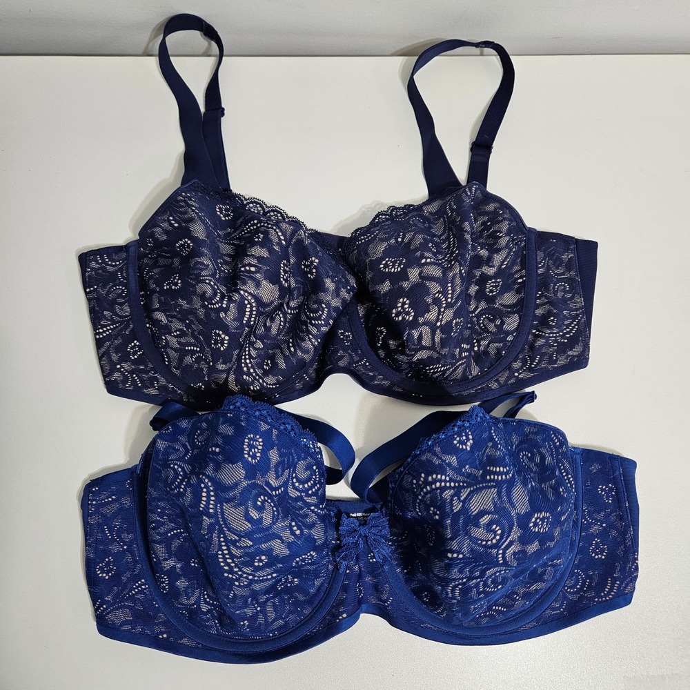 Soma Bundle of 2 Enticing Lift Full Coverage Bras Underwire Blue Lace 36DD